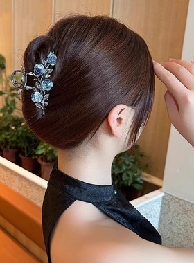 法式复古金属发夹山茶花抓夹女后脑勺优雅盘发鲨鱼夹头饰气质发卡