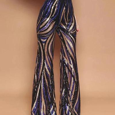 欧美时尚派对高腰亮片长裤Women nightclub sexy sequins pants
