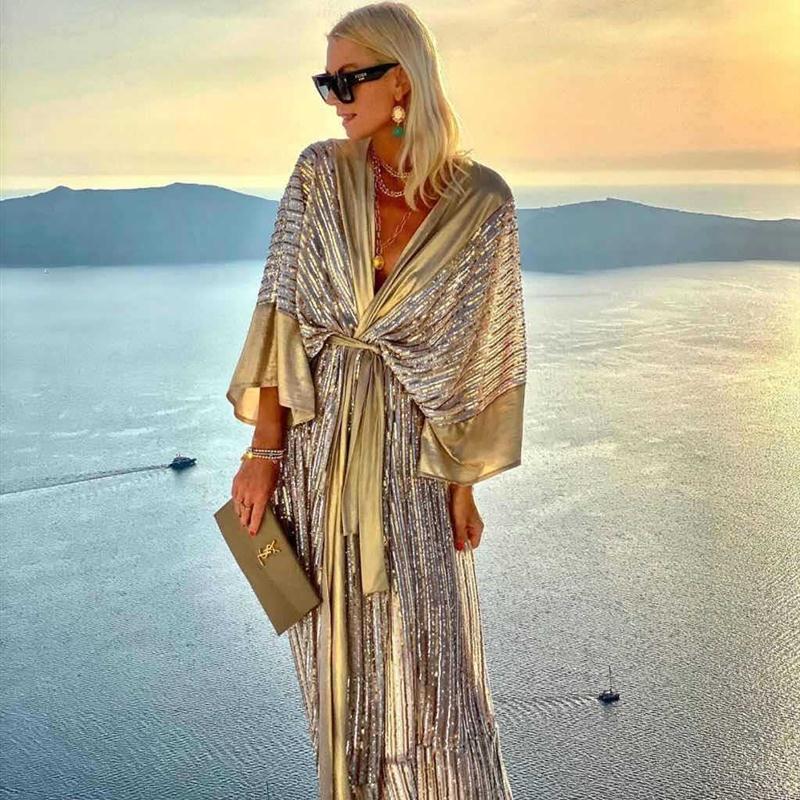 亮片开衫蝙蝠袖连衣裙 Sequin Cardigan Doll Sleeve Party Dress