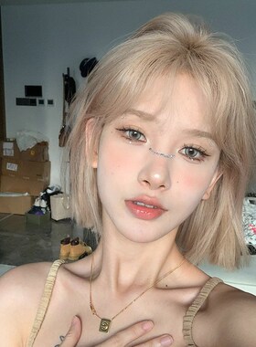 极速假发女夏季短发米灰色新款波波头减龄齐肩仿全V真人女团全头