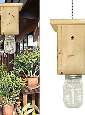 极速Wood Bee Trap Durable Wood Cabin Style CarRpenter Bee Tr