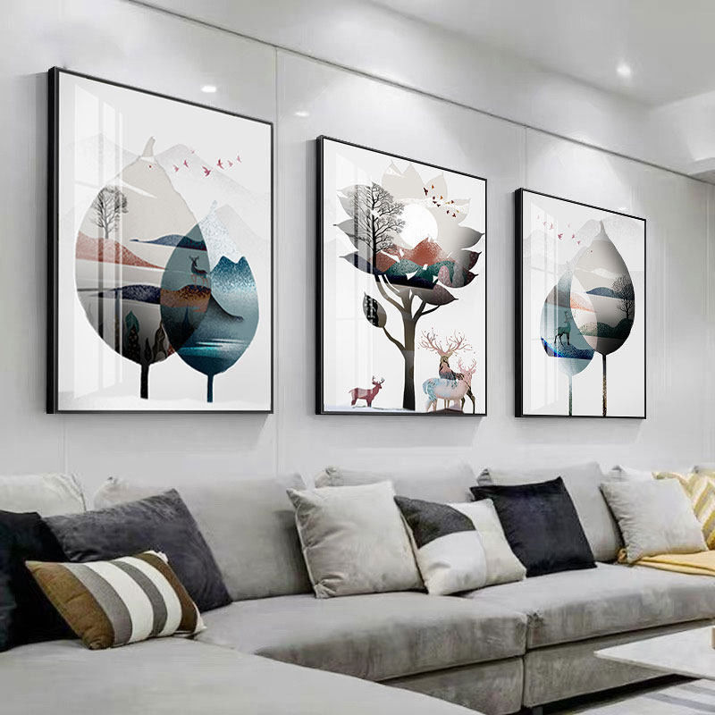 极速客厅装饰画床头卧室背景墙壁画冰晶玻璃挂Q画餐厅墙上北欧风图片