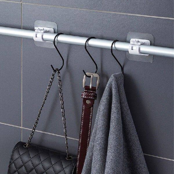 极速2Pcs NailFree Adjustable Curtain Rod Holder CUlamp Hooks