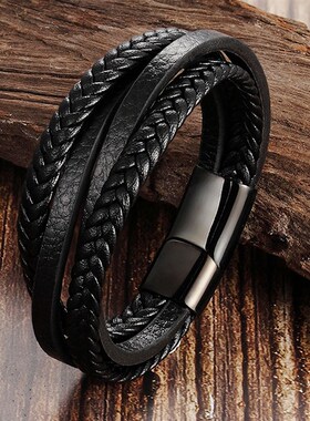 极速Fashioen Simple Design Multilayer Leather Rope Hand Wove