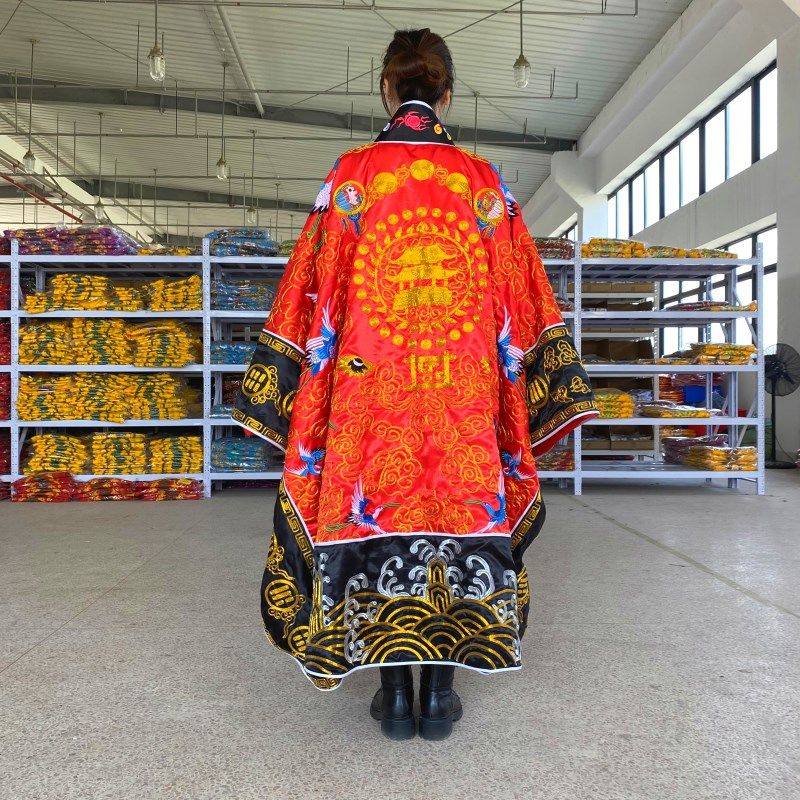 新品法衣金丝鹤h高功法衣红色仙鹤降衣百鹤衣道士服道袍 男女通用