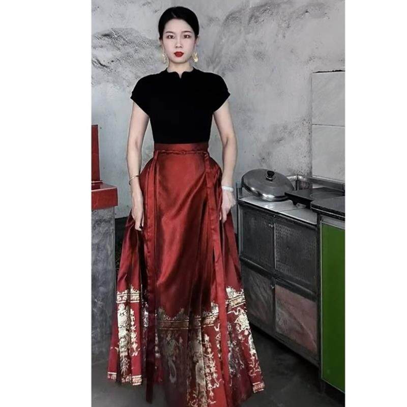 新品。马面d裙结婚敬酒服胖mm大尺码红色国风小个子订婚礼服高端