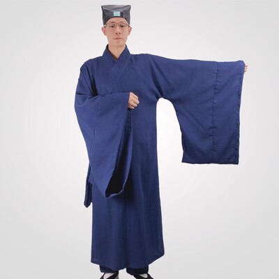 新品大袖得罗明制道袍三清t领外套男夏中国风长褂款汉服衫武当道
