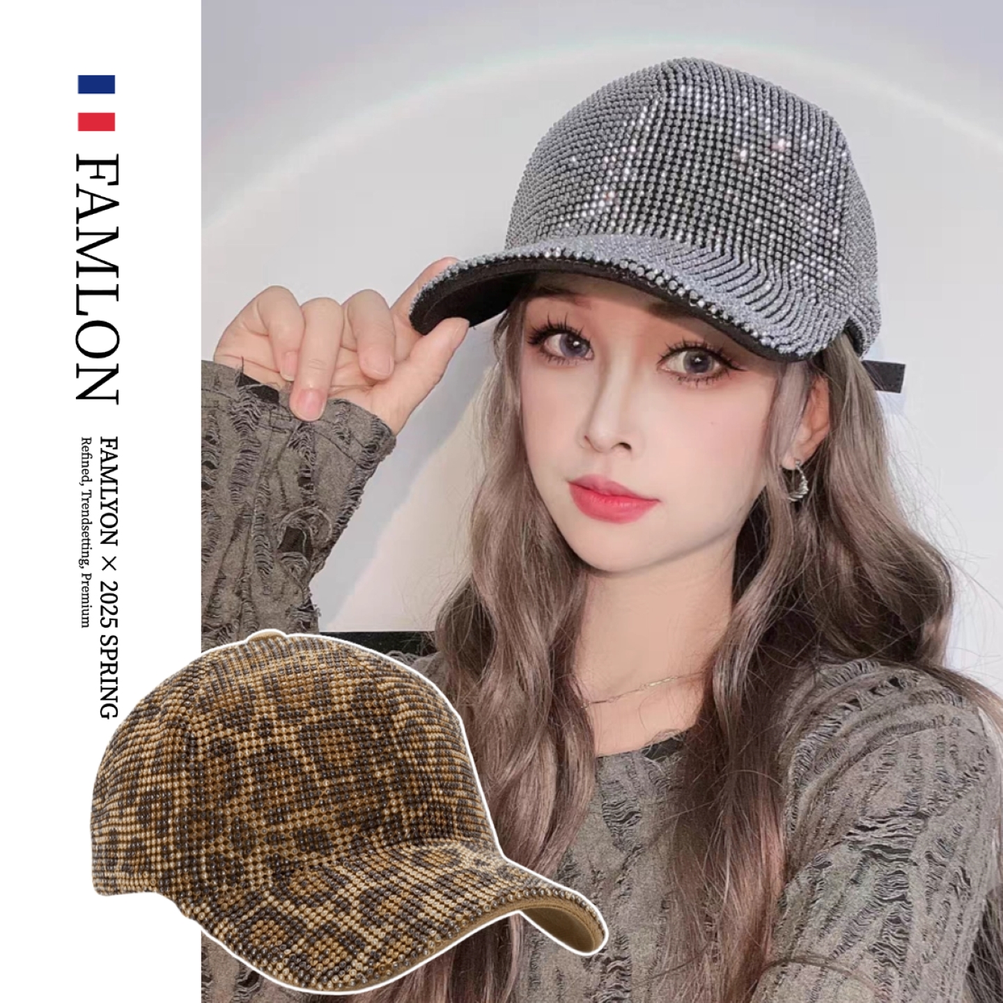 重工鸭舌棒球酒吧舞台女镶钻满钻