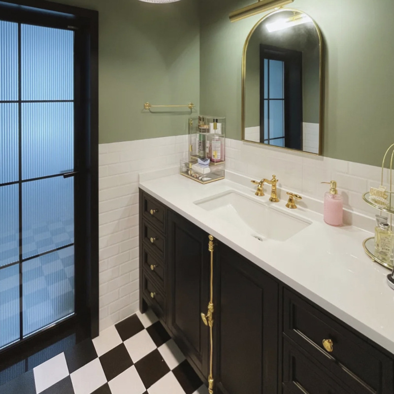 ?WUQA简美复古浴室柜洗手盆柜组合轻奢法式实木卫浴柜落地洗漱