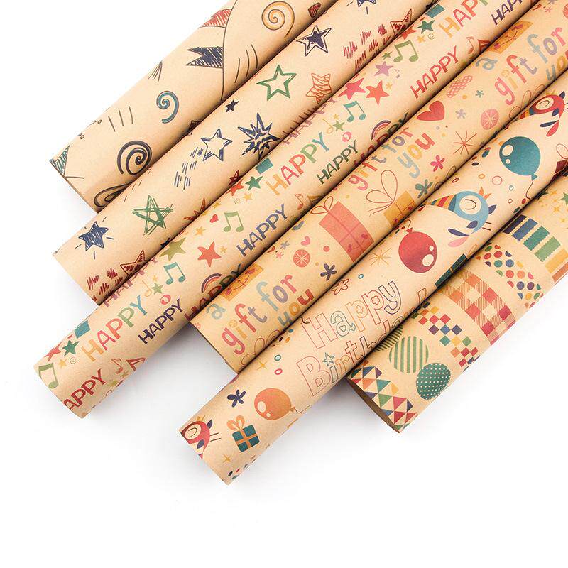 极速70x100cm Vintagep Kraft Wrapping Paper Birthday Gift Wra