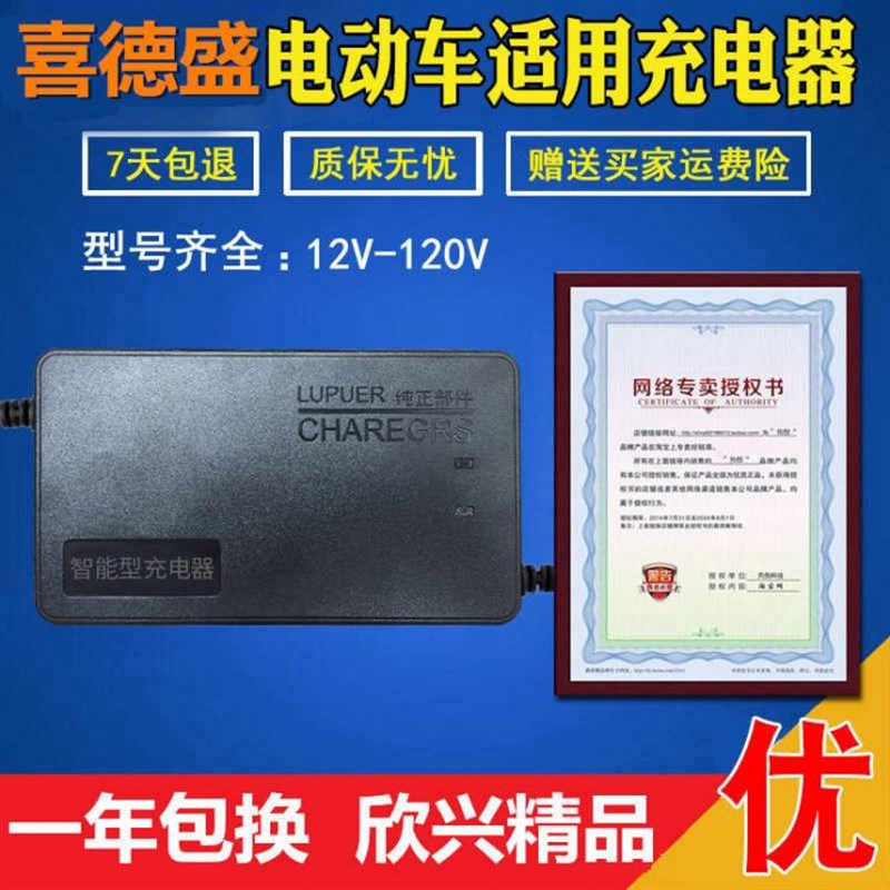 极速喜德盛电动车充电器适用24V48V12AH60V64V72V80V84VY20AH通用