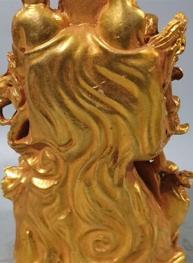 极速古玩铜器收藏鎏金铜如y来十八罗汉佛像浮雕降龙伏虎摆件