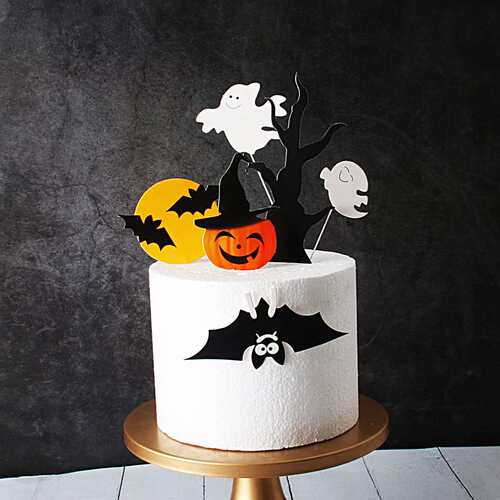 新品Halloweeen cake plug-in ost tee bat white ost cake plug-