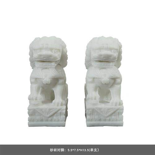 极速爆销众艺联白色砂岩狮子摆件青灰G色陶瓷花瓶客厅桌面新中式