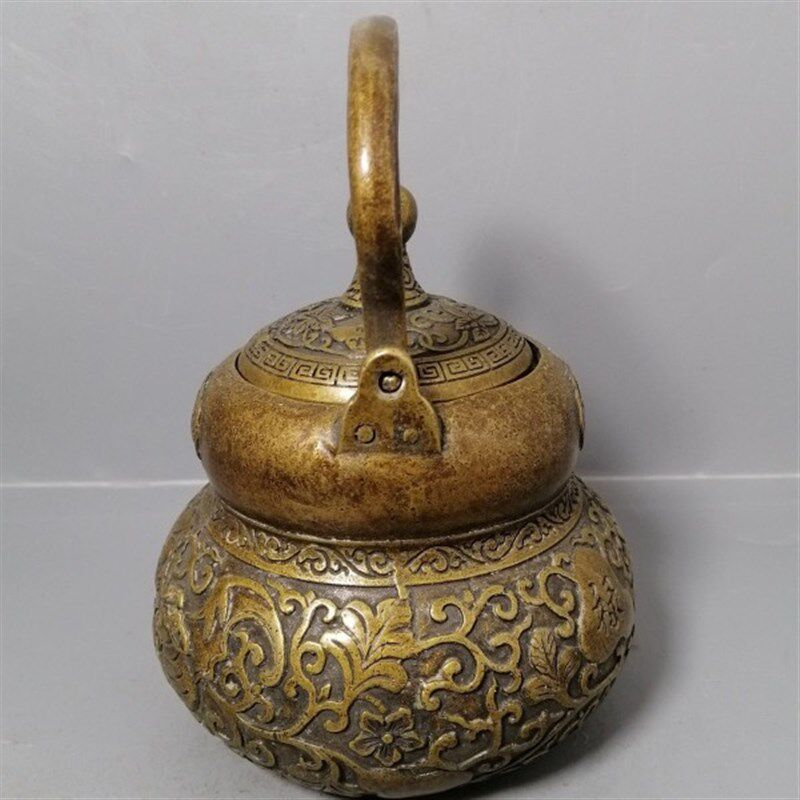极速古玩杂项复h古老物件老铜福禄铜茶壶提梁铜壶水酒壶古董收藏