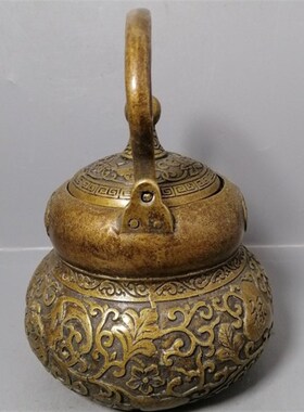 极速古玩杂项复h古老物件老铜福禄铜茶壶提梁铜壶水酒壶古董收藏