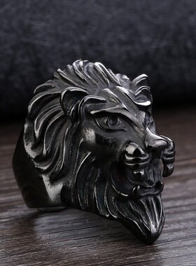 极速Animal Ring Titanium steel meDns ring lion head party r