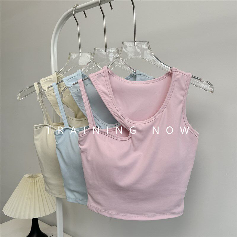 新品带胸垫运动背心女防震外穿遮副乳健身美背瑜伽服W上衣内衣跑