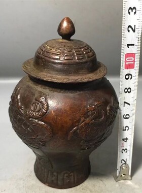 极速古玩古董收藏锌合金u四神兽图案将军罐家居摆件包邮老款