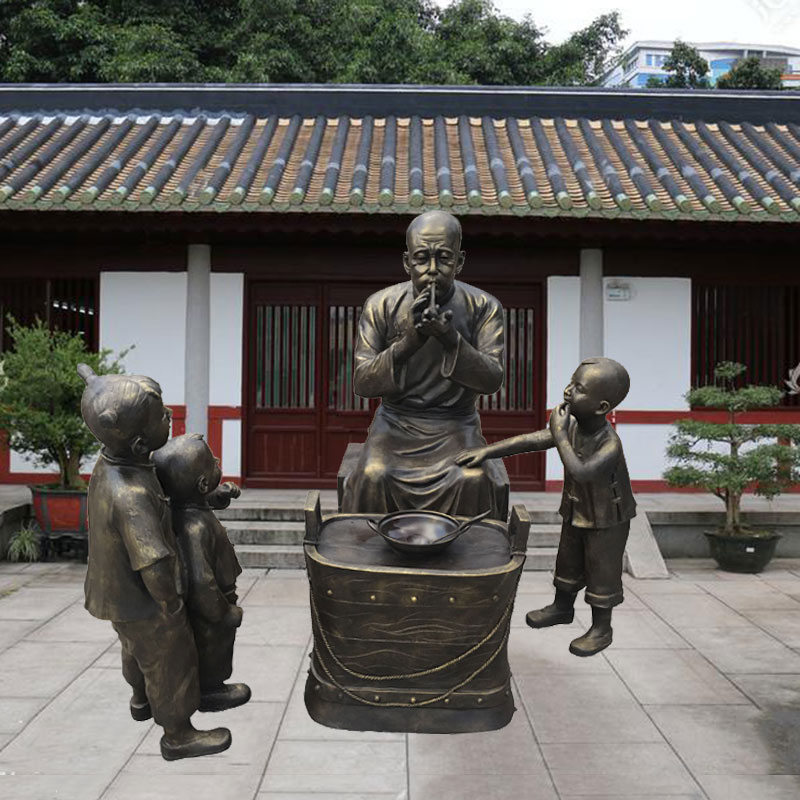 速发民俗铸铜雕塑纯铜古代人物铁杵磨成针铜雕户外落地摆件工艺品