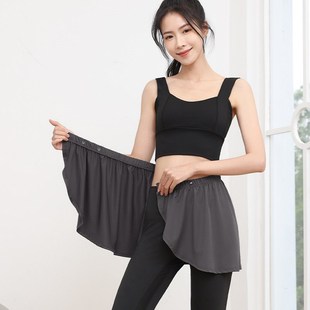 新品大码瑜伽裤女跑步健身短裙运动高F弹速干长裤紧身高腰遮挡裙