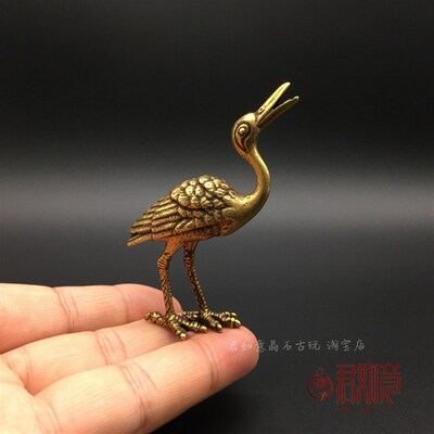新品实心黄铜g仙鹤香插摆件全铜创意站立铜鹤一柱香线香意境铜香