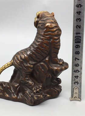 新品古玩杂项仿古铜器收藏家居饰B品摆件纯黄铜虎啸山河兽中大王