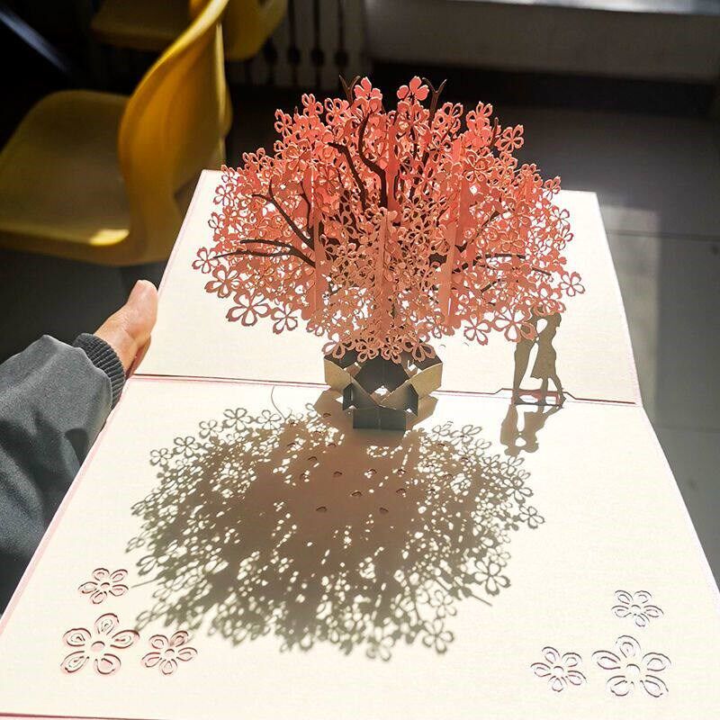 速发生体贺卡代手写可折叠旋转木马手工闺蜜情侣节日卡片立体书