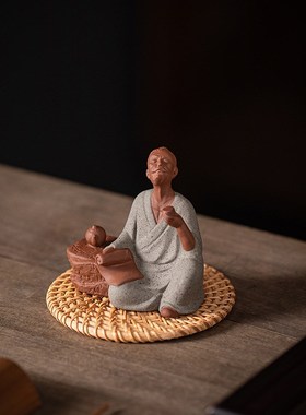 速发中式历史人物摆圣陆羽雕像塑茶室桌面工艺品陶瓷李白邀意禅月