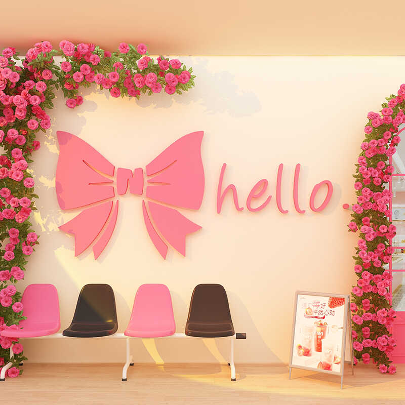 速发奶茶店墙面软装饰布置画糕甜点铺门口吸引人贴纸蛋打卡拍照区