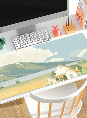 速发小清新滑鼠垫绿色护眼办公桌垫简超大号生约笔记型电脑垫子