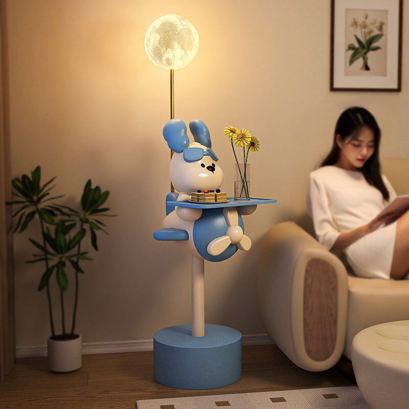 速发客落地灯置物架一体高颜值卧室可爱儿童房床头灯狗厅立式台灯