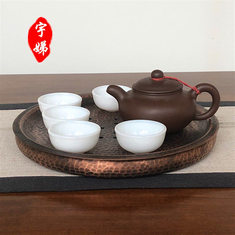 速发铜茶洗纯铜大号壶承干泡台茶盘手工茶具零配建水水盂茶道零配