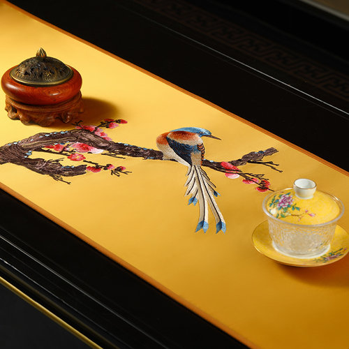 速发桌旗轻奢高端旗中式茶席长条餐桌装饰桌布垫几茶布茶桌茶新茶