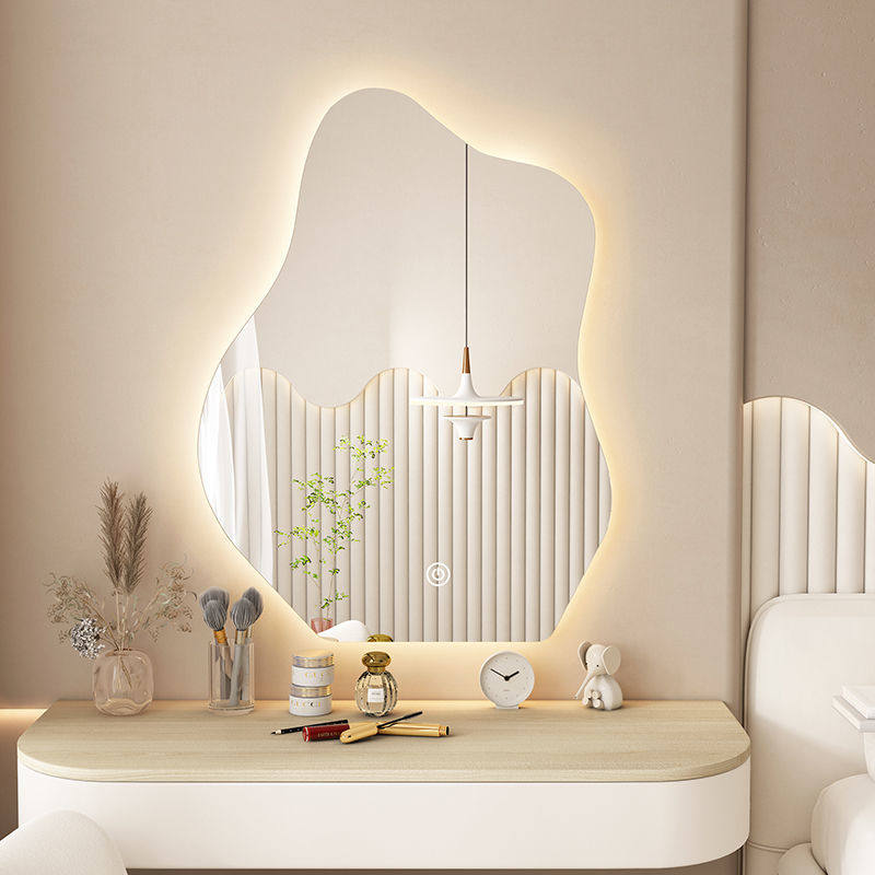 速发云朵光能异形镜壁挂主卧梳妆台桌子镜面挂墙式带灯发智化妆镜