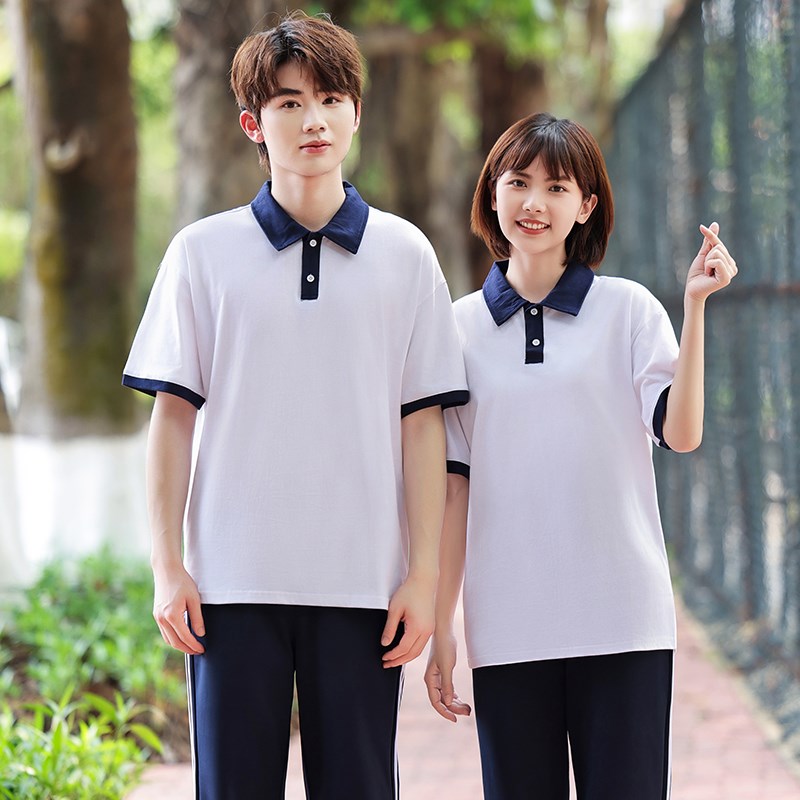 速发班服夏装套季学院风韩版宽松初中高中小学生t恤运动校服