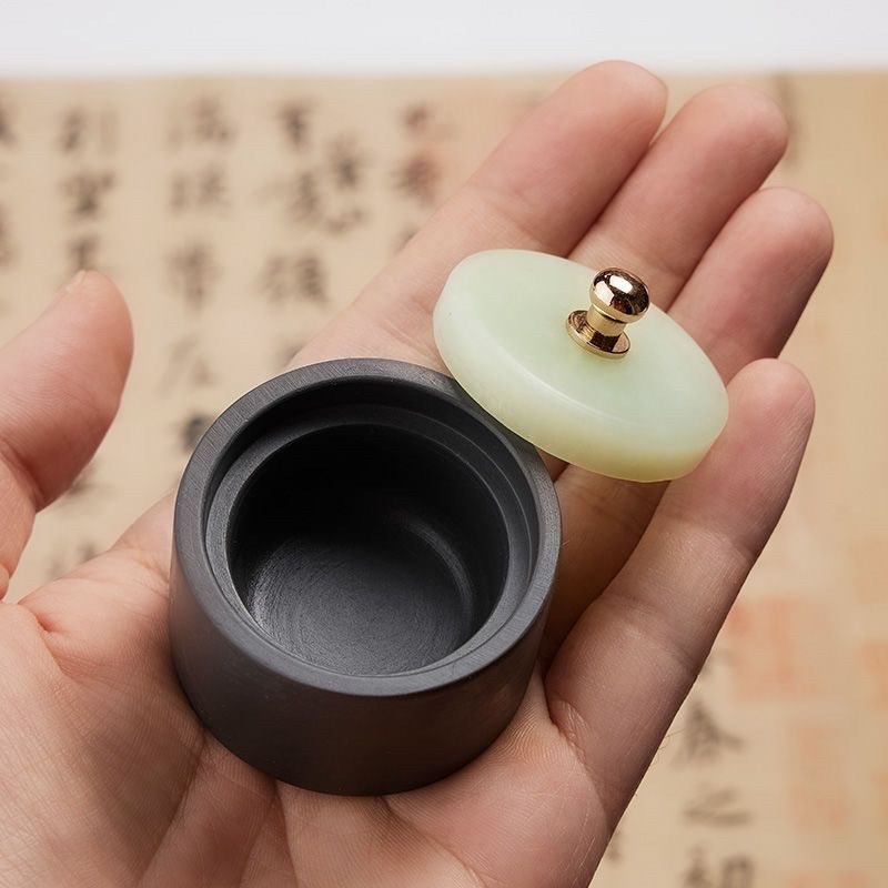 速发迷石小砚台小楷专盘带盖原石料火锅砚砚台砚用砚墨玉你端砚