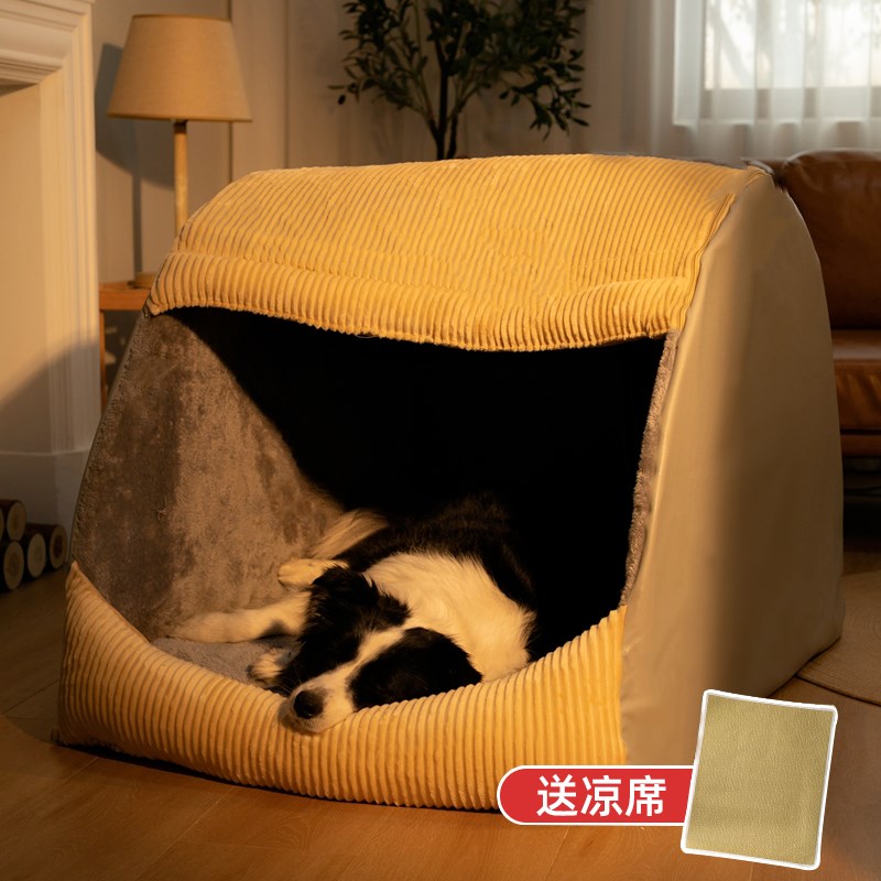 速发多可特狗室四季通用可拆洗金毛窝内狗狗大型犬半封闭屋床帐篷