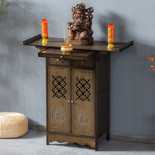 速发佛龛立柜楠竹家用玄关神神龛供桌观音财桌台供加高简约佛柜供