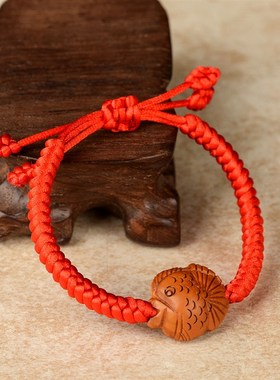 极速桃核红绳手链桃篮脚链t手串饰品红绳手链平安细本命年桃木手