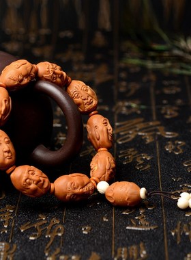 极速橄榄核手串八大财o神大籽文玩老油核雕把件手工雕刻手链男女