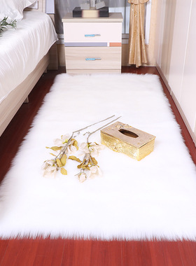 极速北欧家用秋冬床边毯白色长毛绒卧室床边地P毯客厅茶几毯定制