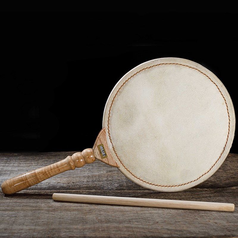 极速博能堂台湾i纯手工水牛皮鼓扇鼓手鼓手柄鼓民族乐器送袋子包