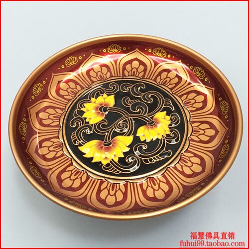 新品禅修用品法器佛具僧服佛堂供佛水F果盘贡盘合金莲花8寸水果供