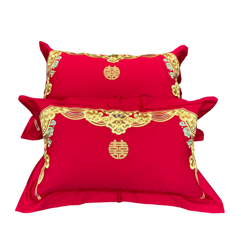 极速奢华100支长绒棉单r人枕套 纯棉刺绣大红信封枕结婚床品 喜字,床上用品,枕套,淘宝优惠券,粉丝福利购,淘宝优惠卷