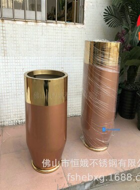 极速圆形不锈钢花盆 酒店宾馆室内外金属花钵 大Z堂花箱花器