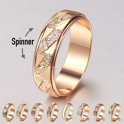 极速New cFashion Spinner Rings for Women Men 585 Rose Gold R