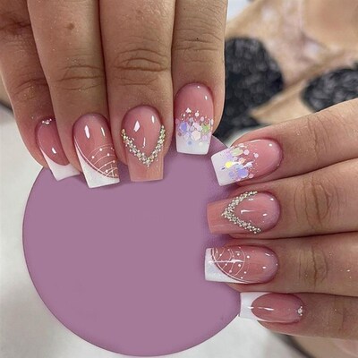 新品24pcs/Box Detacharble Press On Nails Simple Square Head