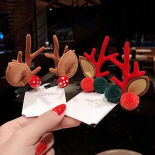 极速LEORX Antler Hair Cslip 4 Pairs Cute Reindeer Hair Barre