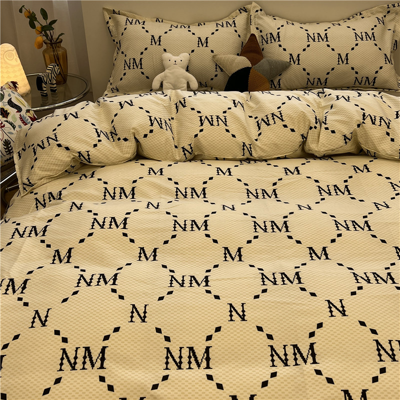 极速简约轻奢条纹四件套床单被套男女单人学生寝室宿舍.三件套床